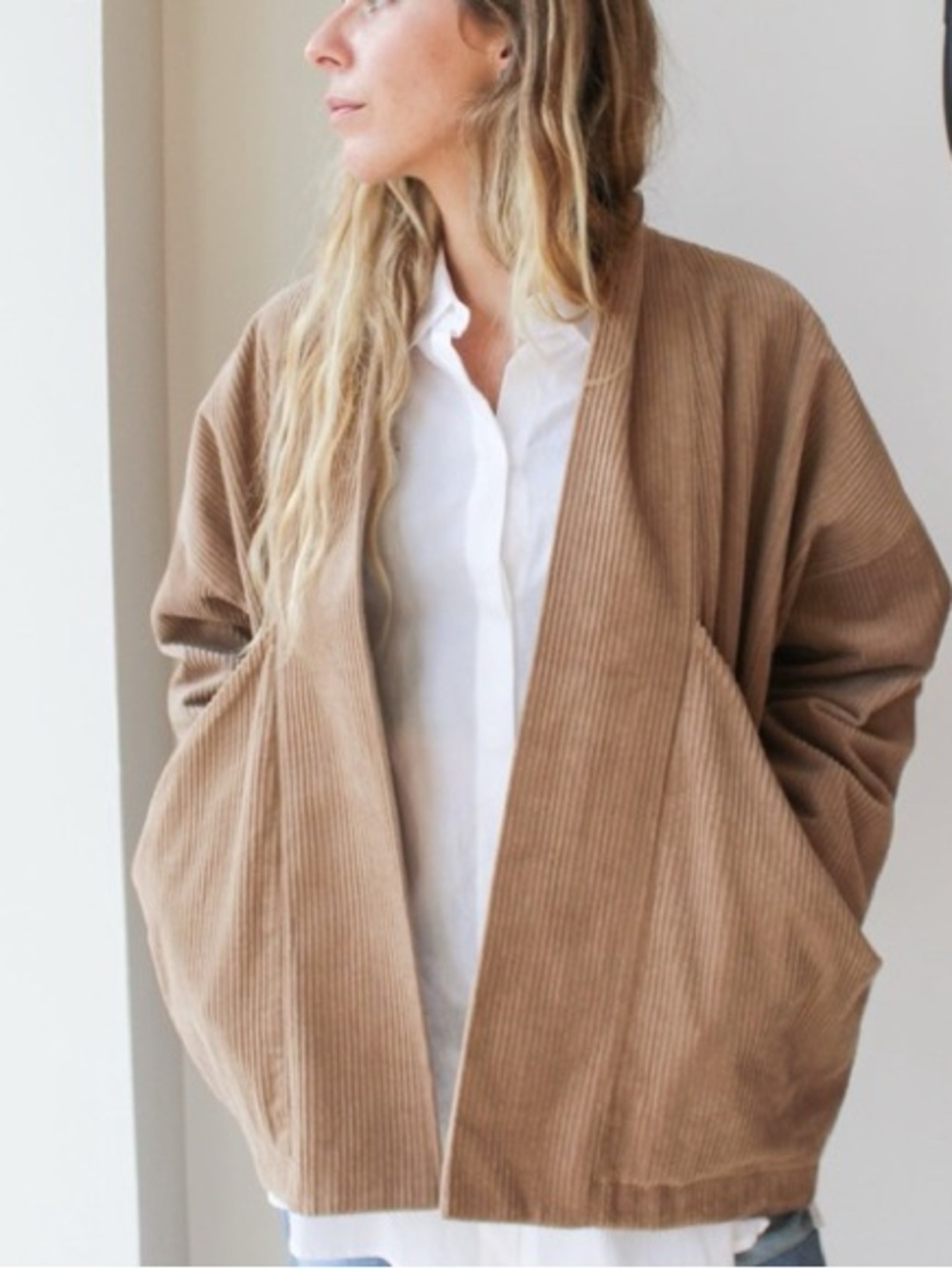 NEW 7115 BY SZEKI Corduroy Sumo Jacket in Tobacco New Small